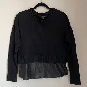 SWEATER WITH FAUX LEATHER DETAIL